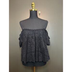 Free People Beach "free‎ to be" crochet Eyelet Top M Medium